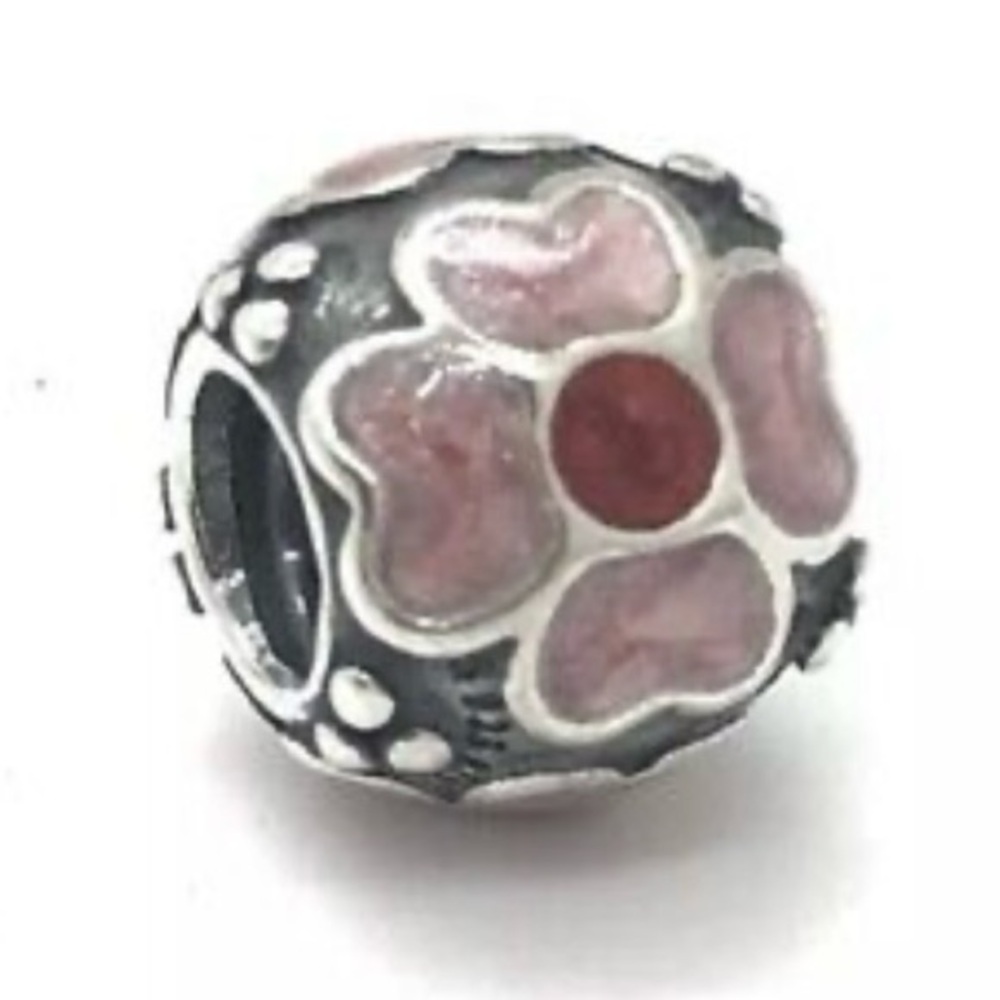 Pandora Sterling Silver Daisy Flower with Red and Pink Enamel Bead - 790433ER
